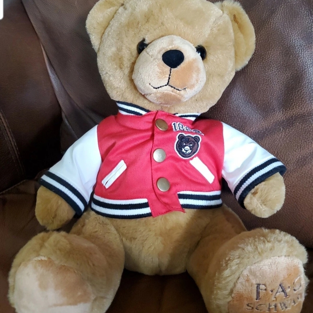 FAO Schwarz Plush Bear with Red and White Jacket